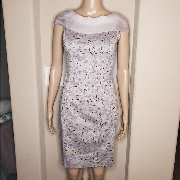 Vintage lavender floral print midi dress by Bellum - Picture 4 of 11